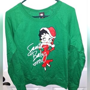 A Betty Boop Santa Baby green sweatshirt in a Juniors Large. EUC